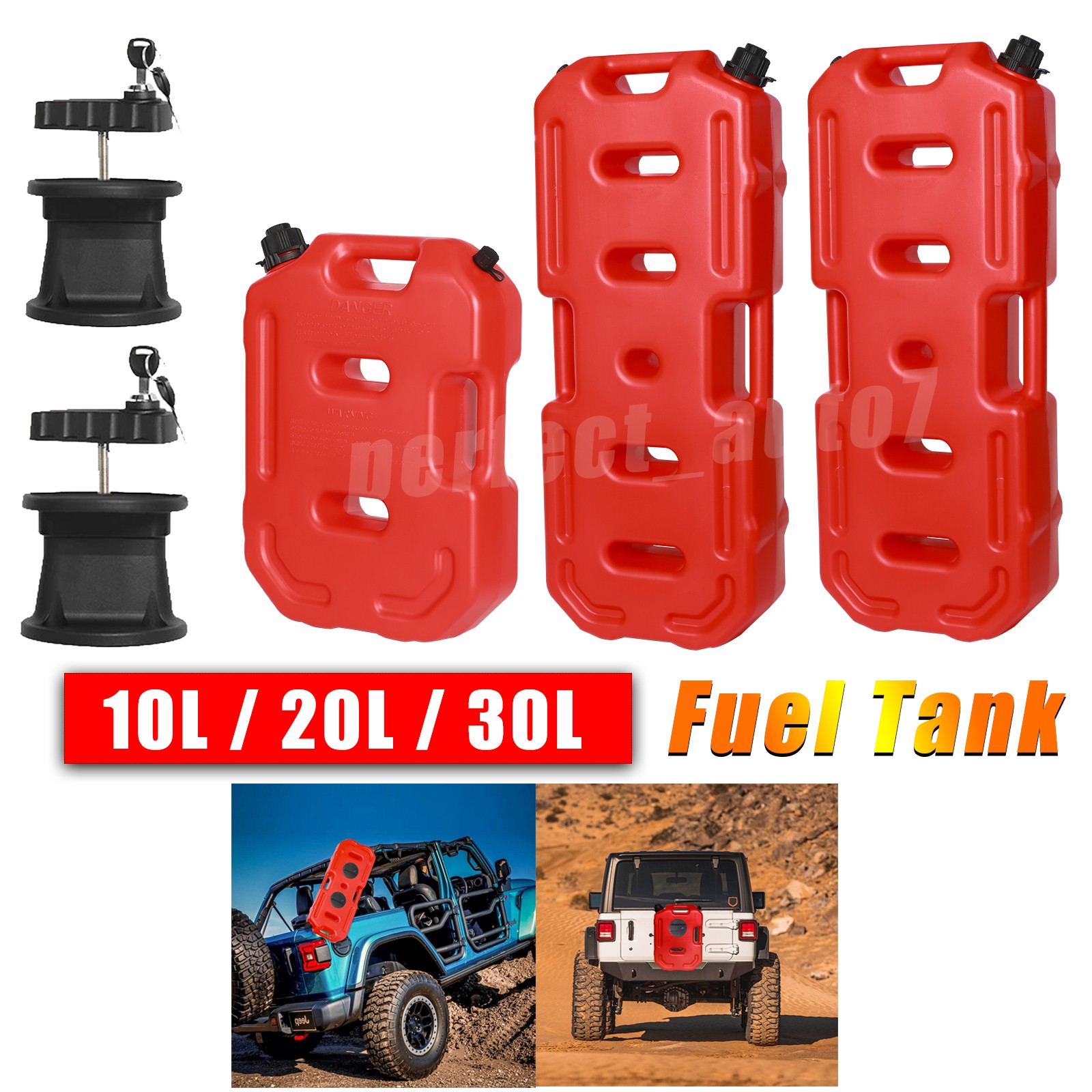 5/8Gallon 10L 20L 30L Fuel Can Emergency Backup Gas Tank for ATV UTV Offroad 4WD