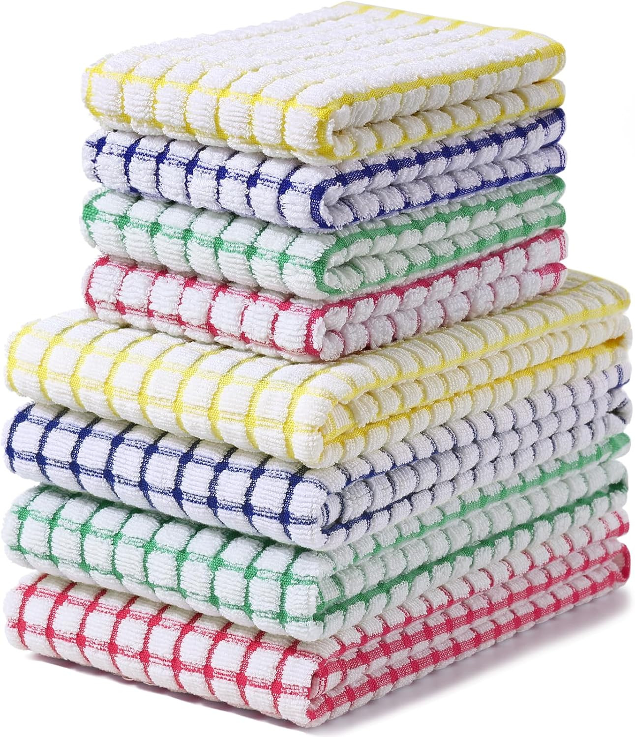 Homaxy Kitchen Towels and Dishcloths Set, 16 x 25 and 12 x 12 Inches, Set of 8 C