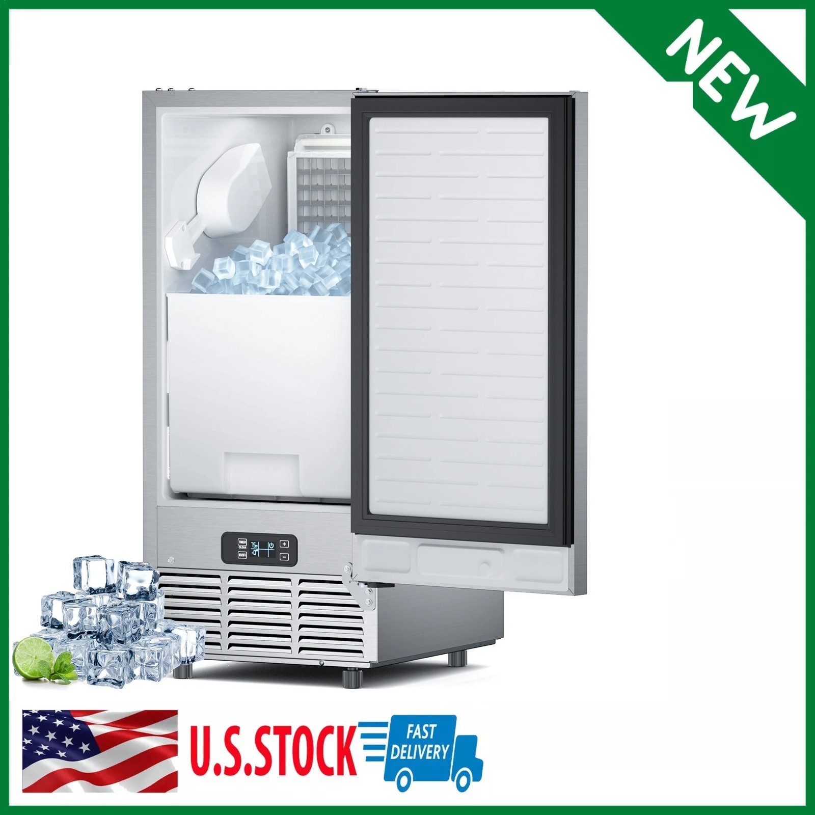 Commercial Ice Maker Stainless Steel Undercounter Freestanding Ice Cube Machine