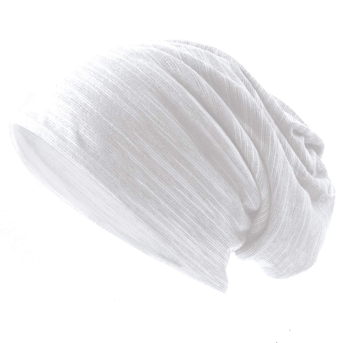 Ruphedy Men Slouchy Beanie Summer Long Oversize Thin One Size, White