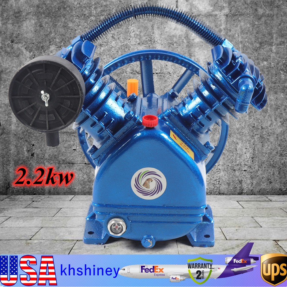 V Type Twin Cylinder 3HP Double Stage Air Compressor Pump Head 175PSI