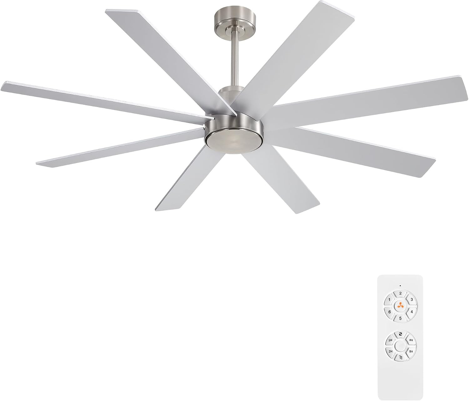60" Large DC Ceiling Fans without Lights, 3 Downrods, 8 Plywood Blades, 6-Speeds