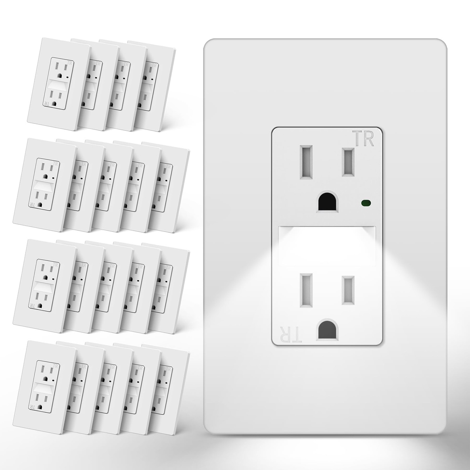 CML 20x 15A Outlet White w/Night Light