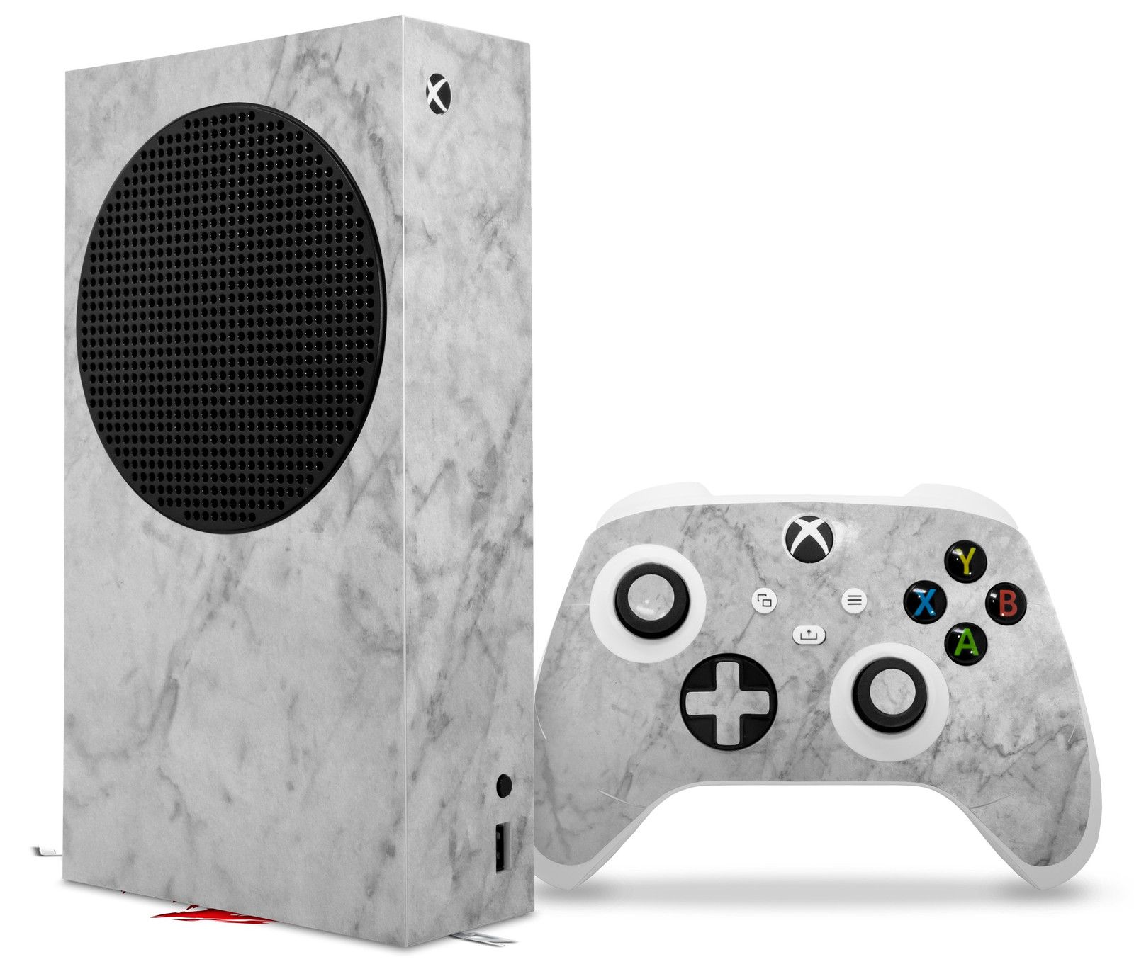 Skin Wrap for XBOX Series S Console Controller Marble Granite 09 White Gray