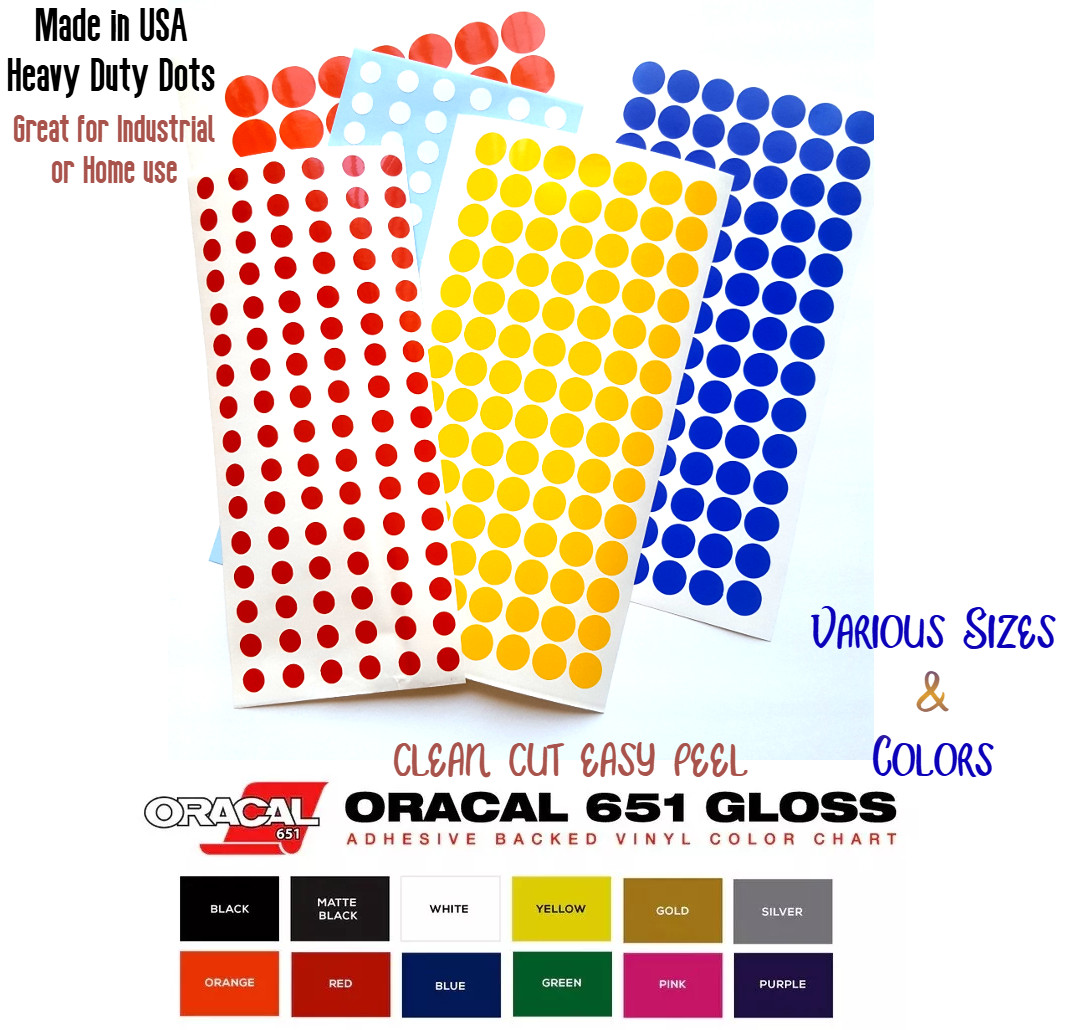 Polka dot stickers Permanent outdoor glossy vinyl decals - Pick size and color