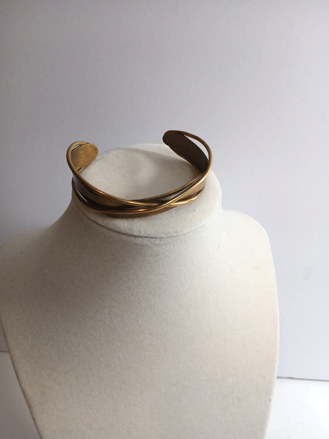 Vintage Handcrafted Copper Crossover Wave Metal Cuff Bracelet