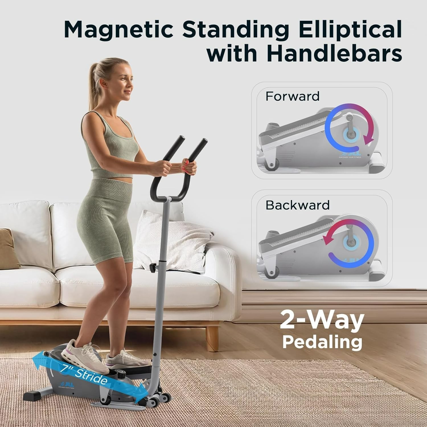JLL Compact Mini Elliptical Exercise Machine Cross Trainer with Handlebar
