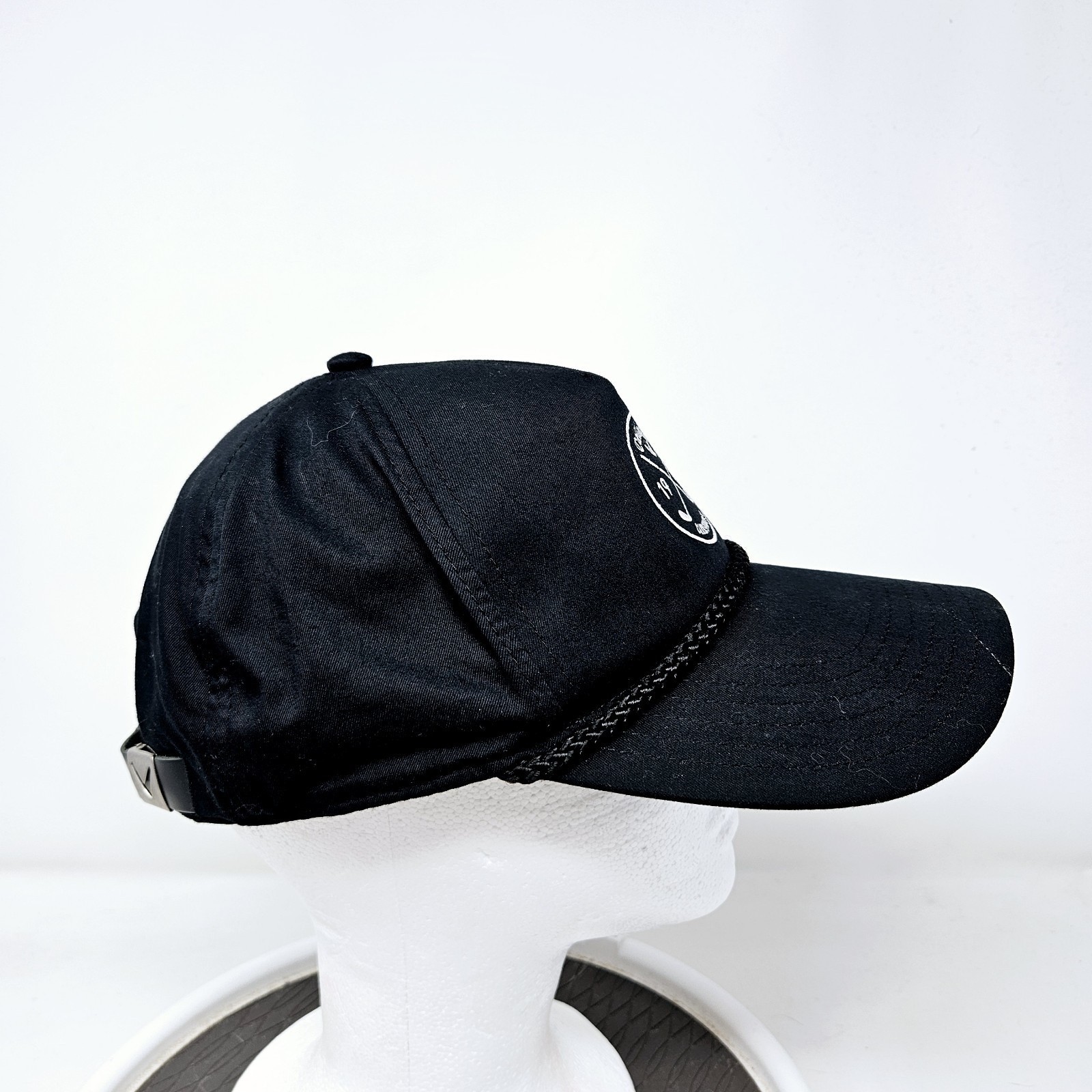 Calloway Golf Carlsbad CA 1982 Black Adjustable Leather Strapback Hat Used
