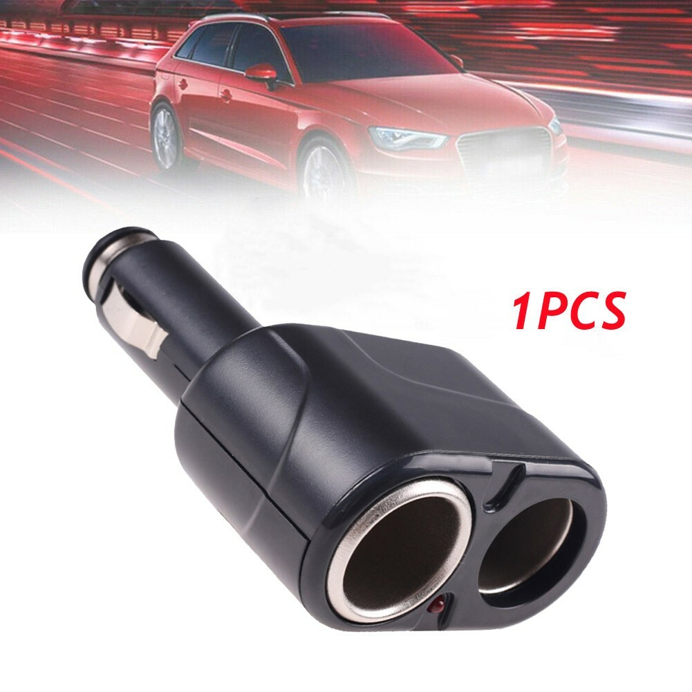 Two-Way Car  Socket Adapter Splitter Charger Dual Ports Black