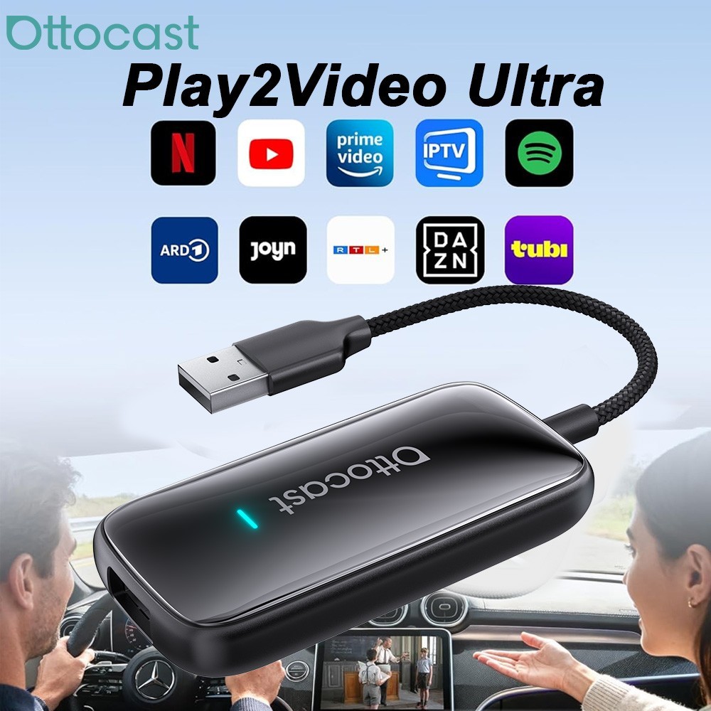 5in1 AI Box Play2video Ultra Wireless Carplay/Android Auto Adapter w/Netflix+TK