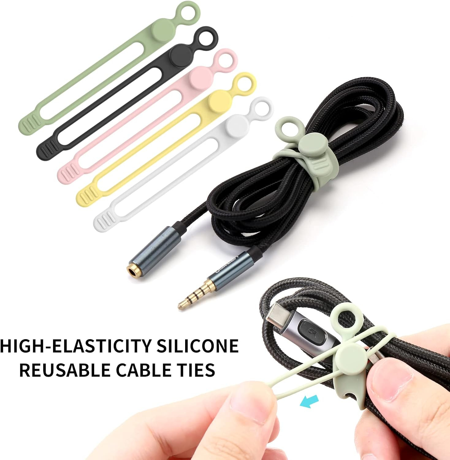 [25Park] Silicone Cable Ties,Reusable Cable Management Organizer,Cable Straps,Co