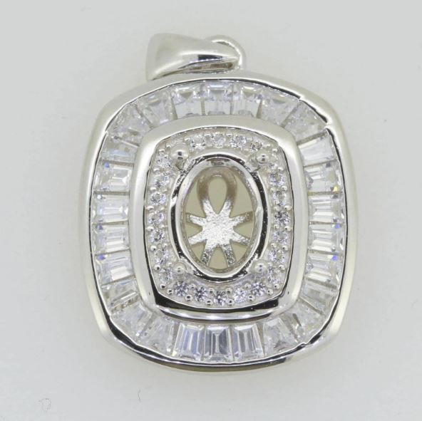 Sterling Silver Semi Mount Pendant Setting Oval OV 8X6mm