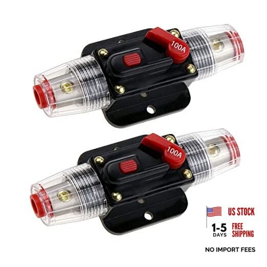2Pcs 12V-24V DC 100A Fuse Holder Fuse Circuit breaker 100Amp Inverter with