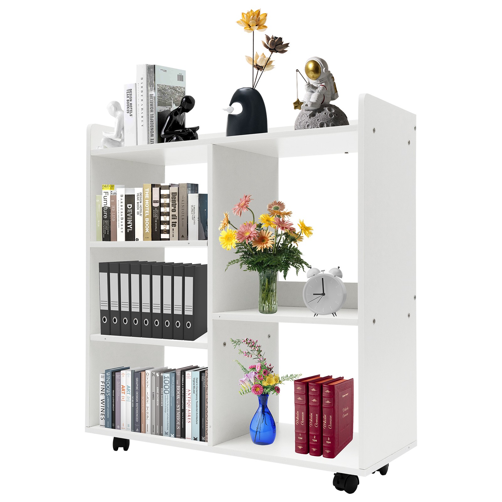 Warm White Filing Cabinet, Storage Shelf, Mobile Printer Stand