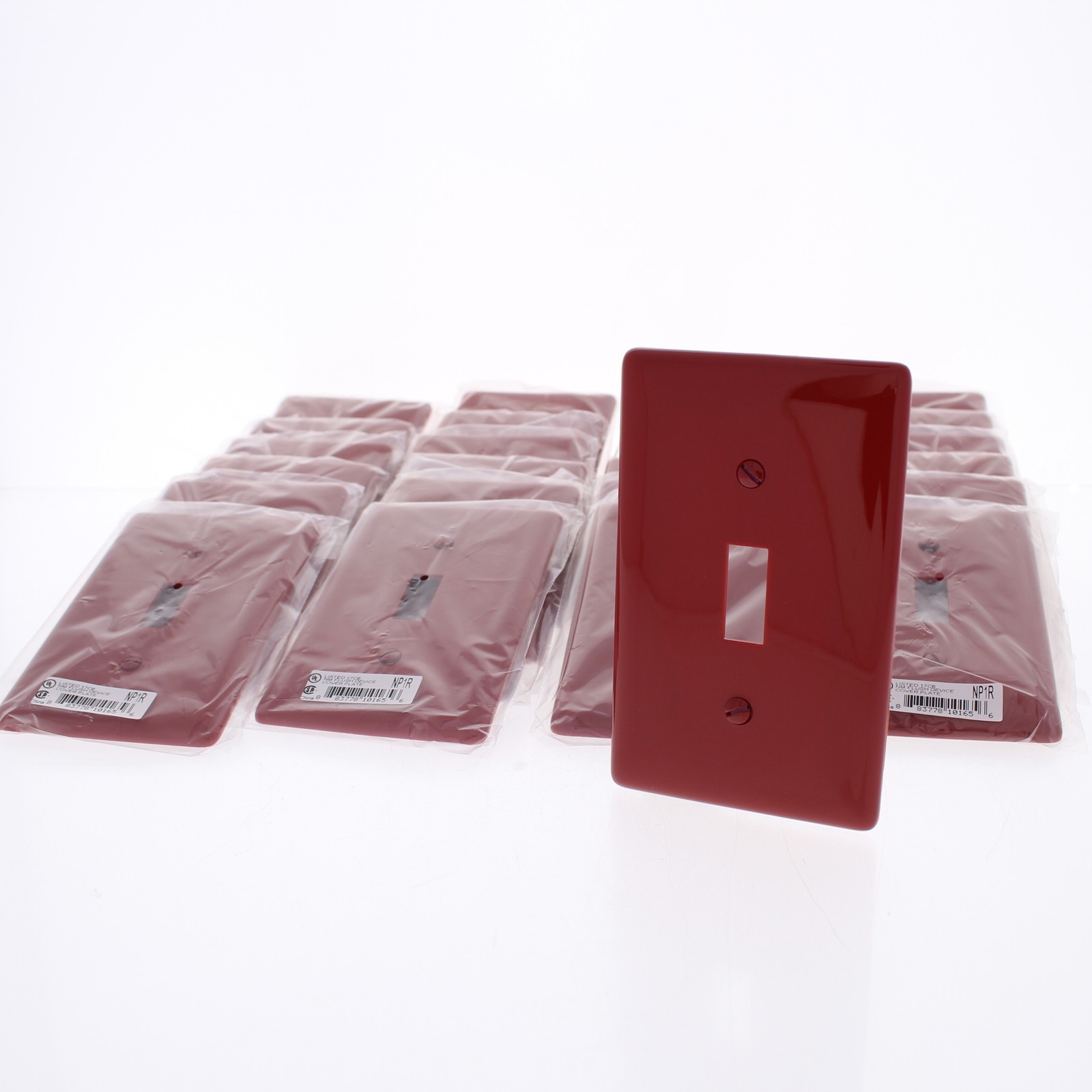 Hubbell NP1R Red 1-Gang Toggle Switch Unbreakable Standard Wallplates 25-Pack