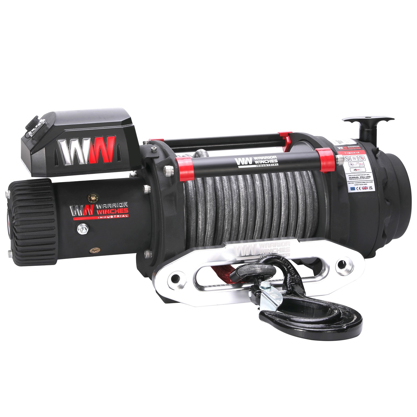 Warrior Winches T180A12-CAD T1000 18K Severe Duty Electric Synthetic Rope Winch