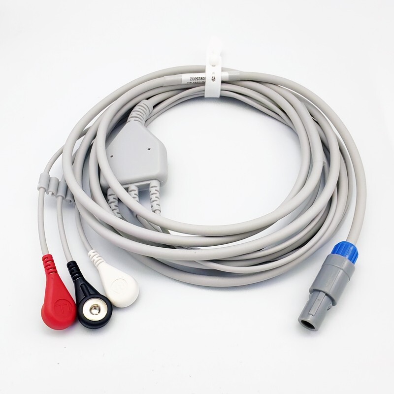 6pin Direct-Connect ECG Patient Cable 3-Leads Snap Compatible Creative PC-9000