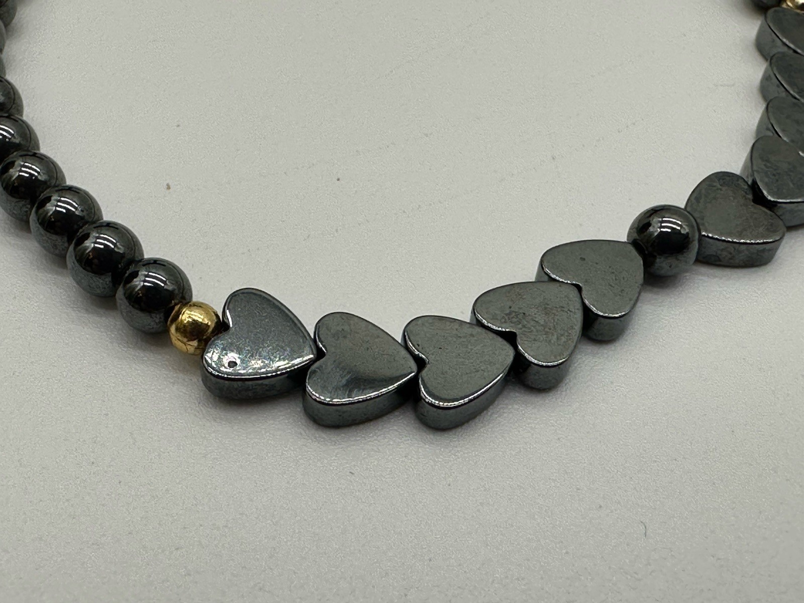 Hematite Heart Beaded Bracelet