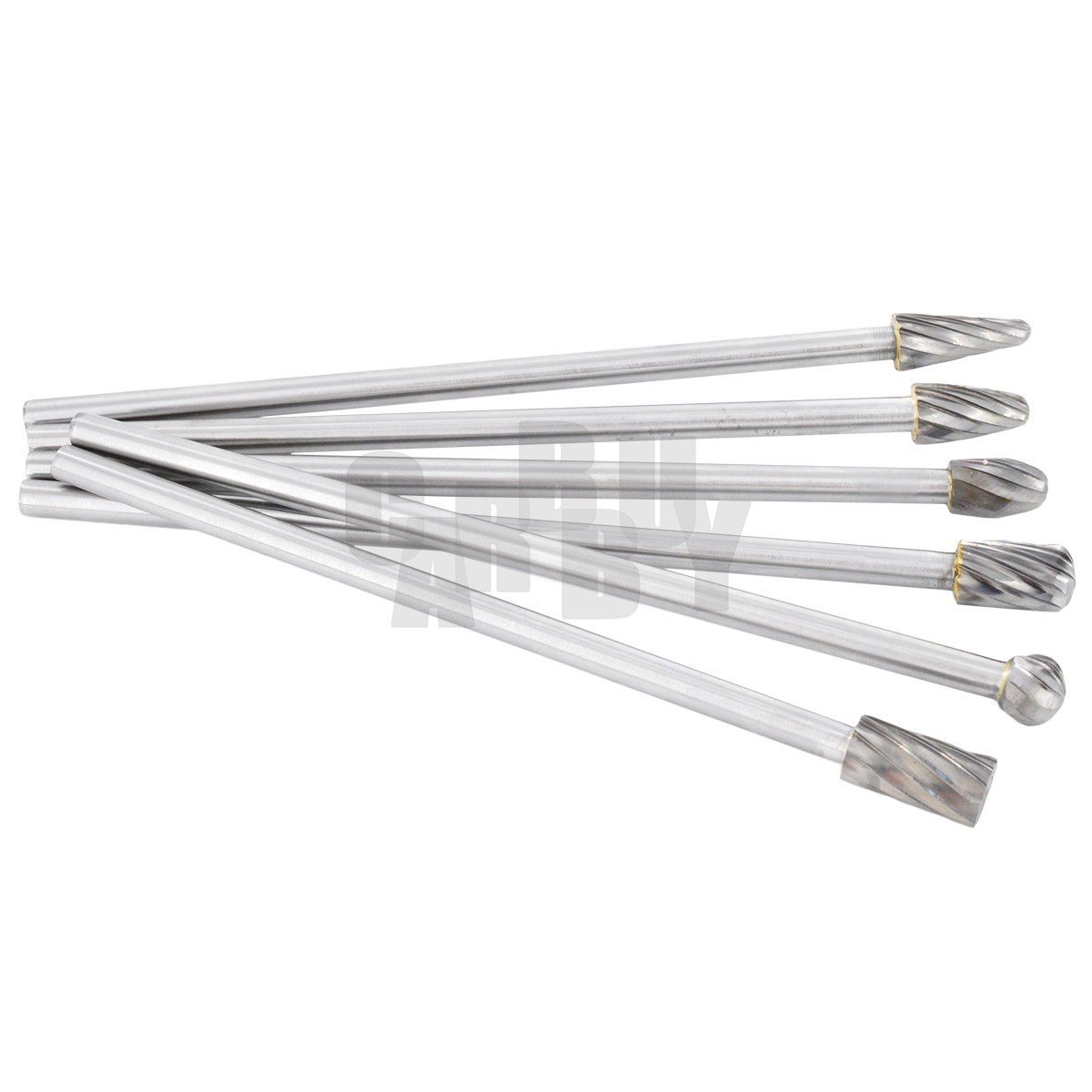 6pc 1/4" Tungsten Rotary Carbide Burr Bits Aluminum Bur 6" Long Shank Single Cut