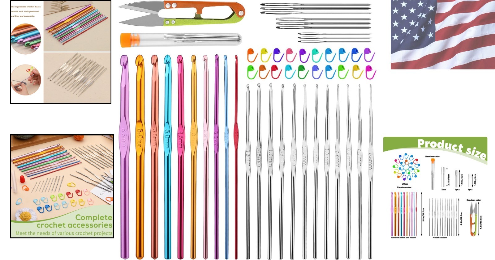 Colorful 54-Piece Crochet Hooks Set for Beginners - Comfortable & Versatile
