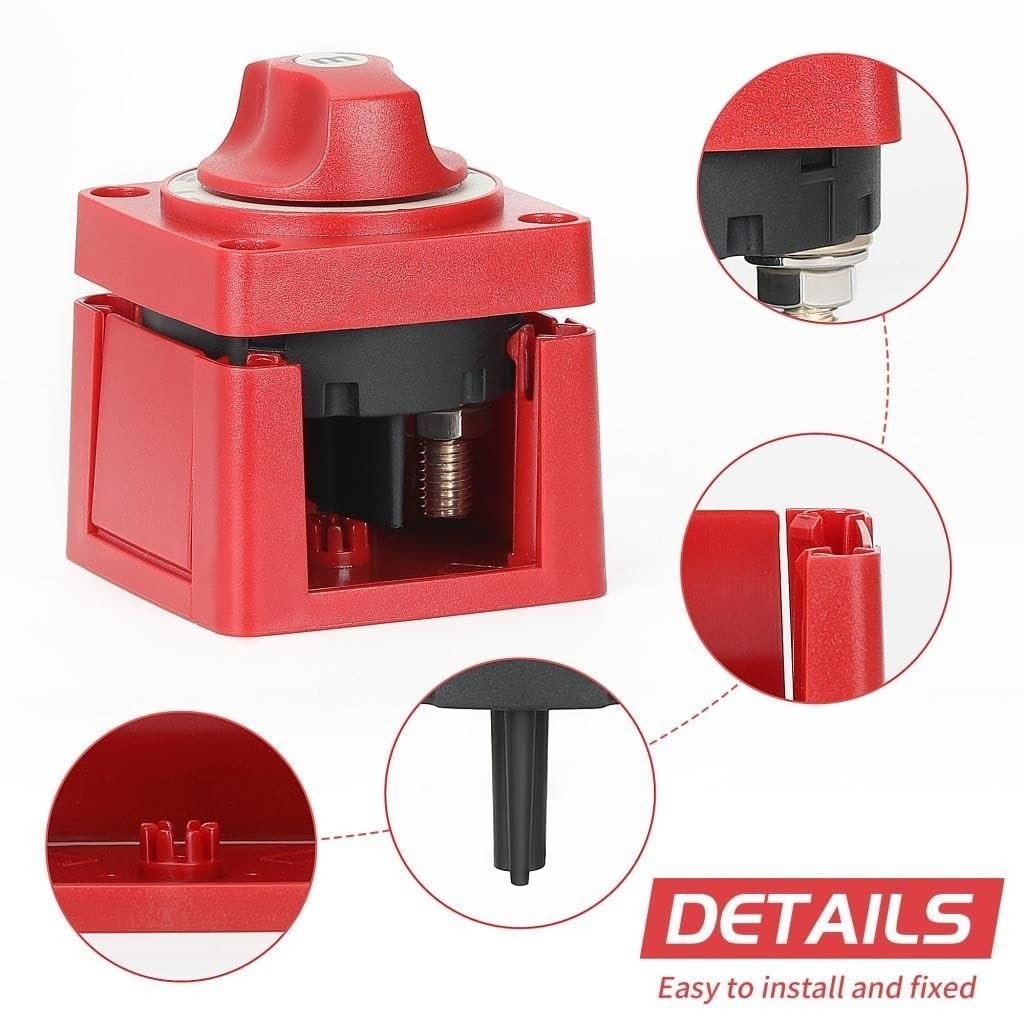 Wirenest Heavy-Duty Battery Disconnect Switch UTV RV Boat Multi-Mount 300A