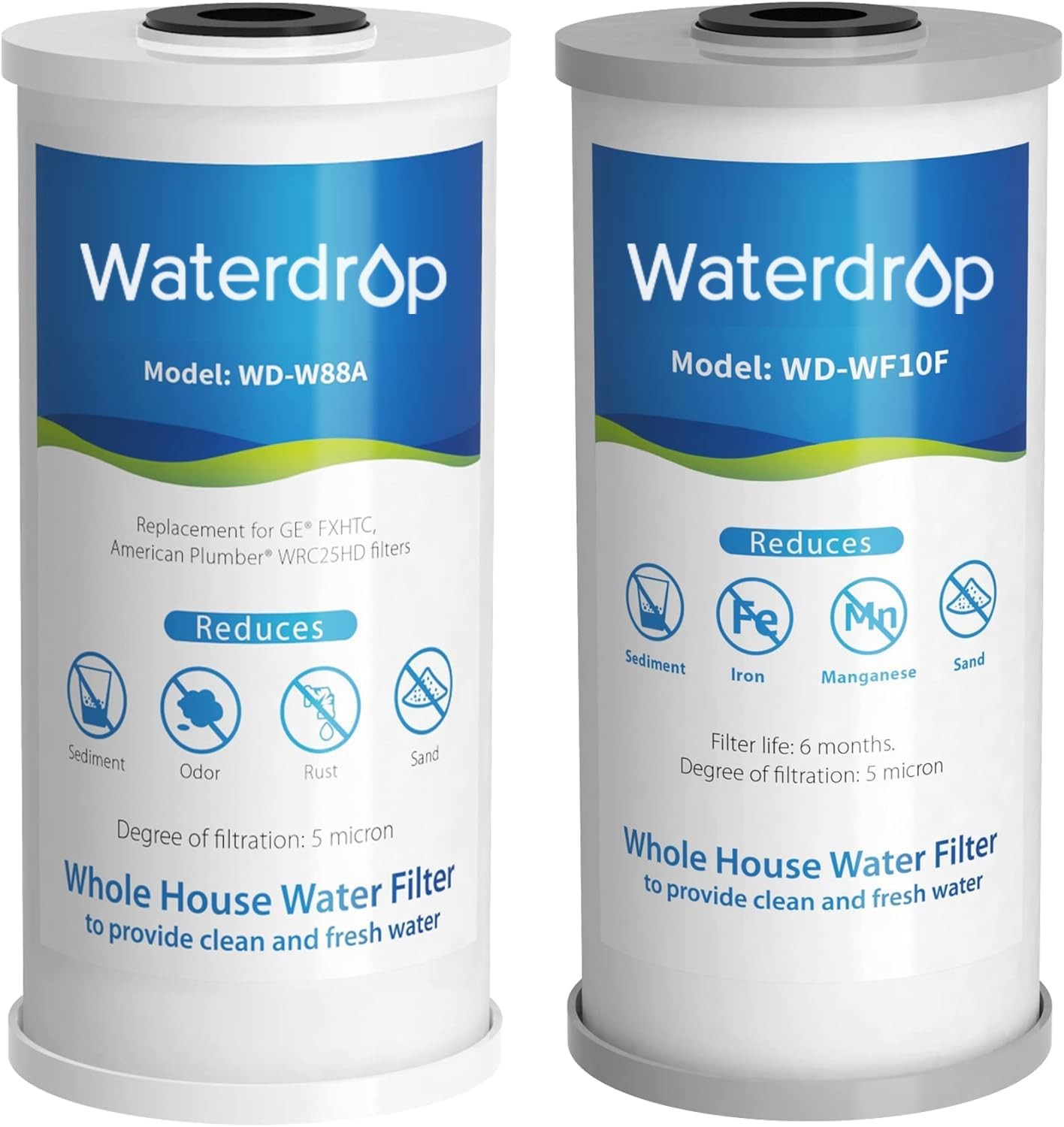 Waterdrop Whole House Water Filter,Reduce Iron & Manganese Filter Cartridge