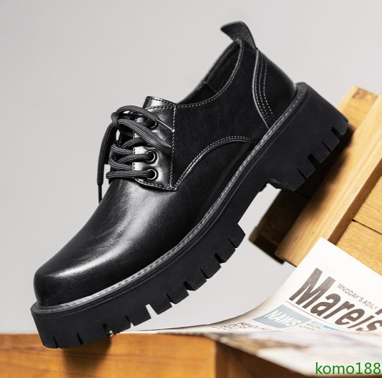 Men's Black Punk Round Toe Lace Up Loafer Daily Pumps Oxfords Soft Derby Shoes