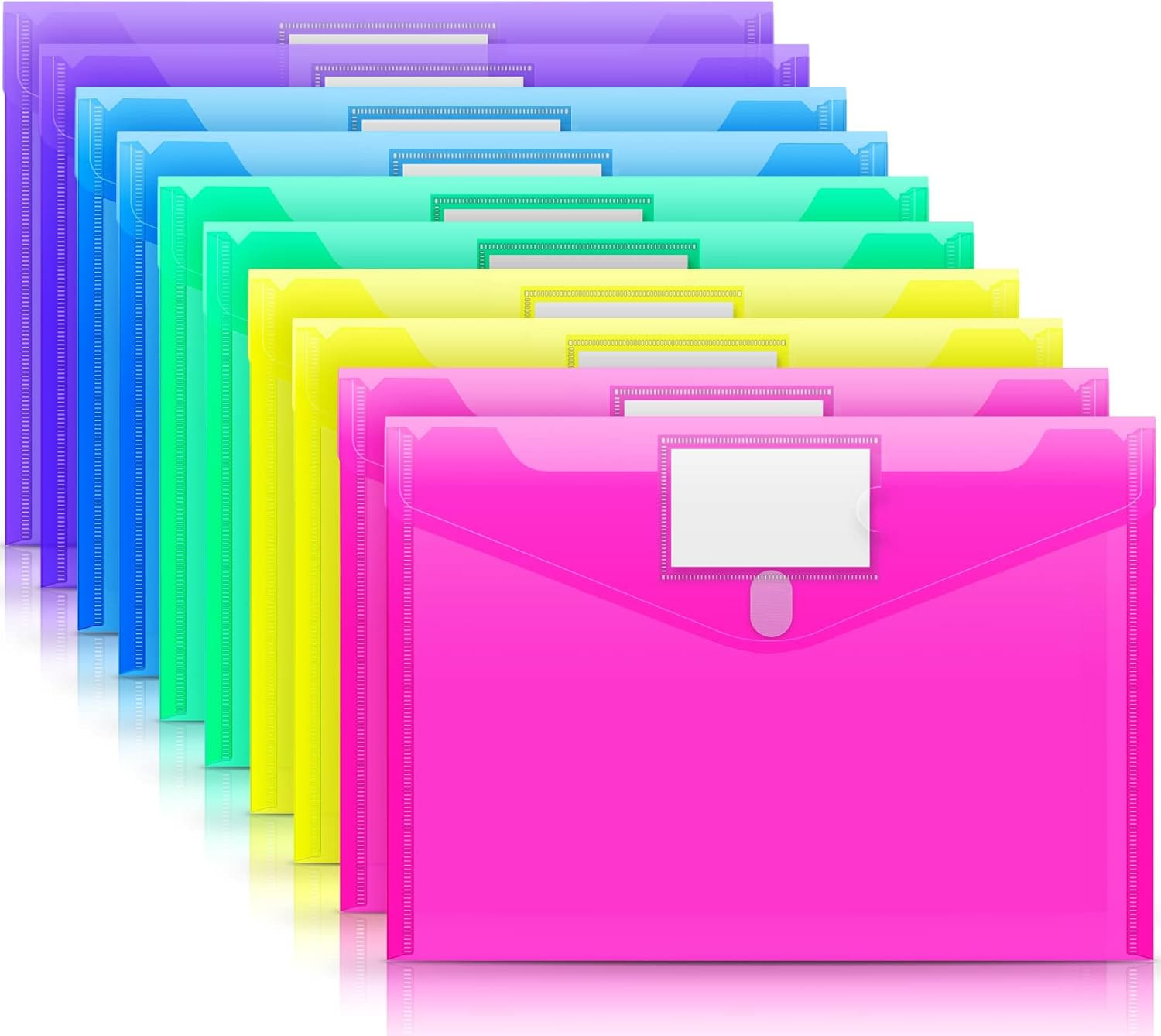 File Folders Clear Poly Envelope Documents Letter A4 Size Label Pocket 10 Pack