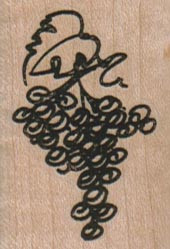 Stylized Grapes 1 1/4 x 1 3/4" Mounted Rubber Stamp, Food and Drink Stamp