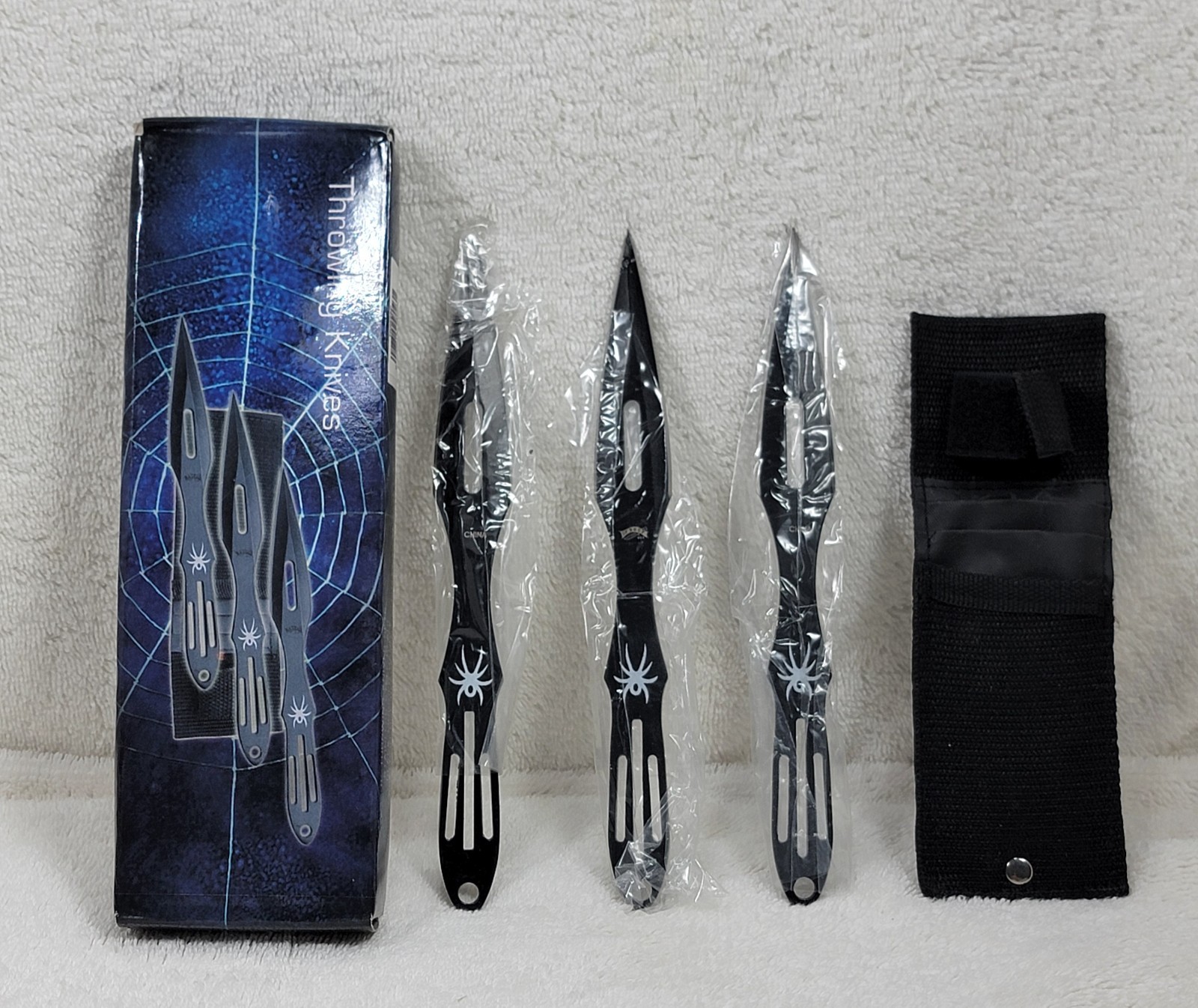 FROST THROWING KNIVES TK059SP 3PC STAINLESS STEEL SPIDER 8" BLADE BLACK FLAWED B