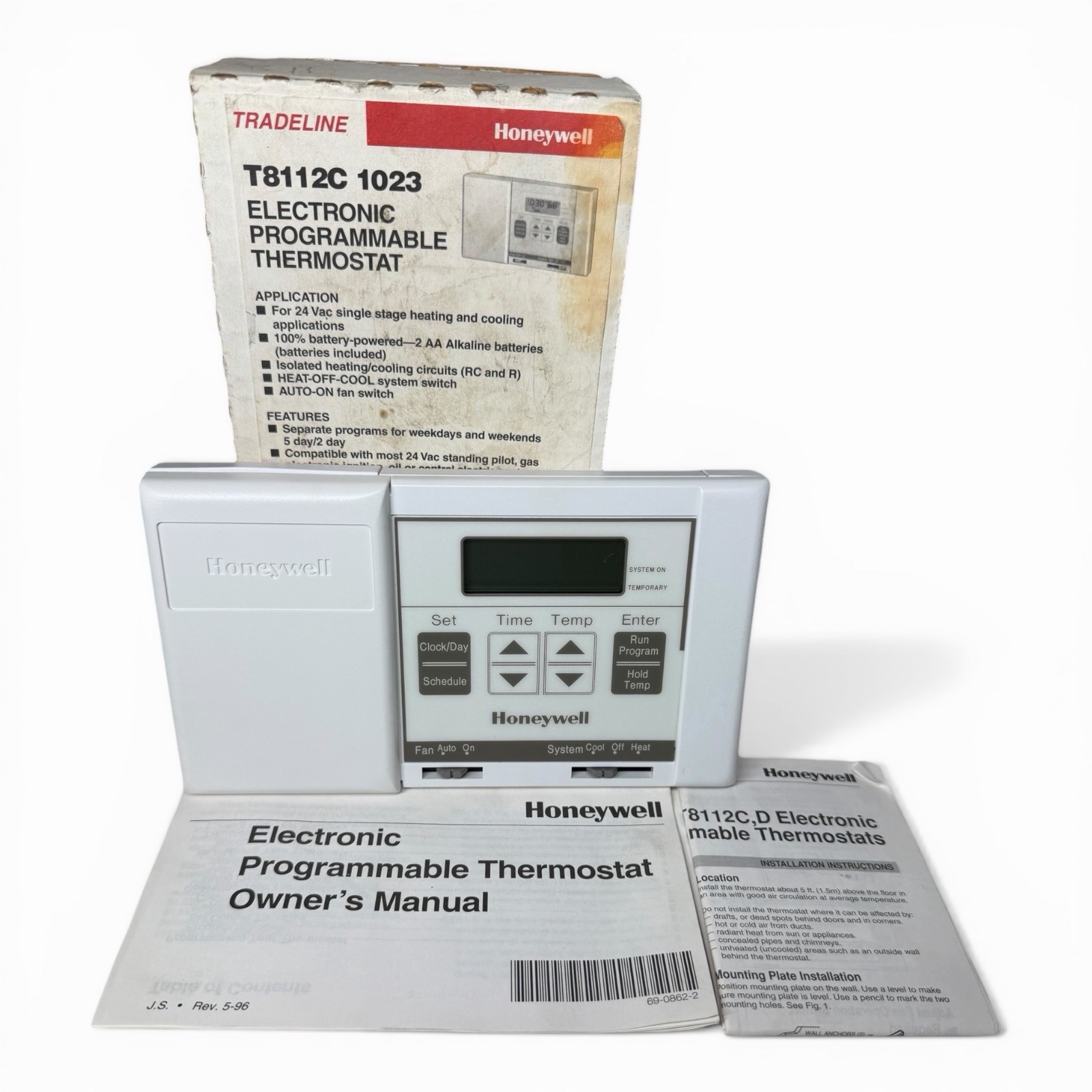 Honeywell T8112C-1023 ELECTRONIC PROGRAMMABLE THERMOSTAT Rare NOB