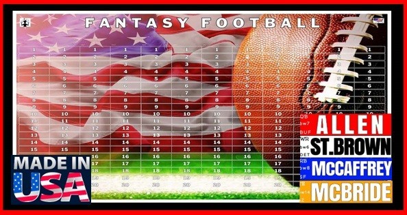 Fantasy Football Draft Board Kit 2026 XL 4"x1" Stickers w/Top Rookies Live Party