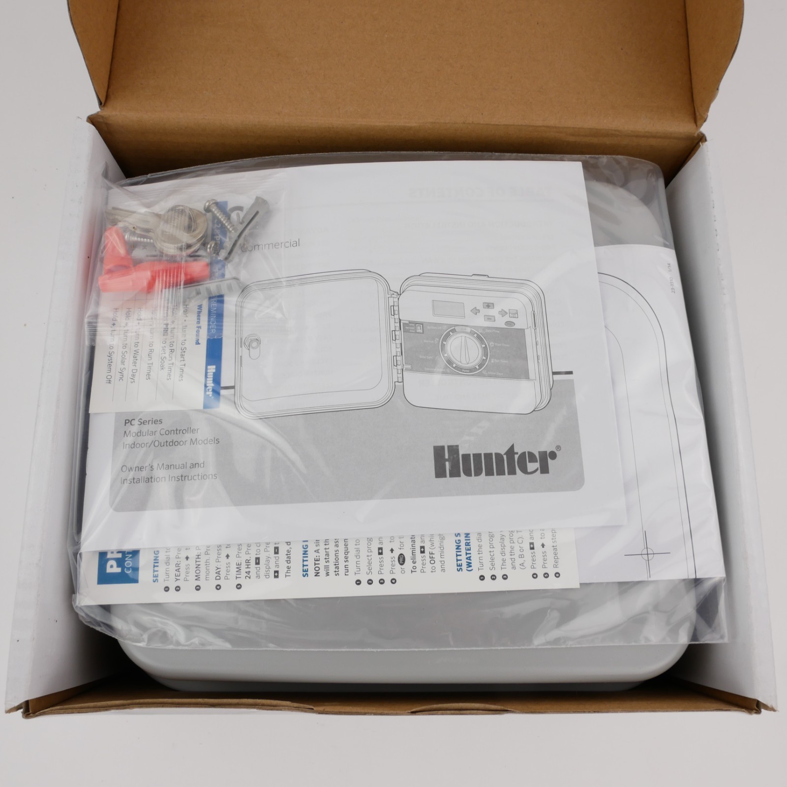 NEW Hunter Pro-C PC-400 Outdoor 4-Station Controller & Mini-Clik Rain Sensor NIB