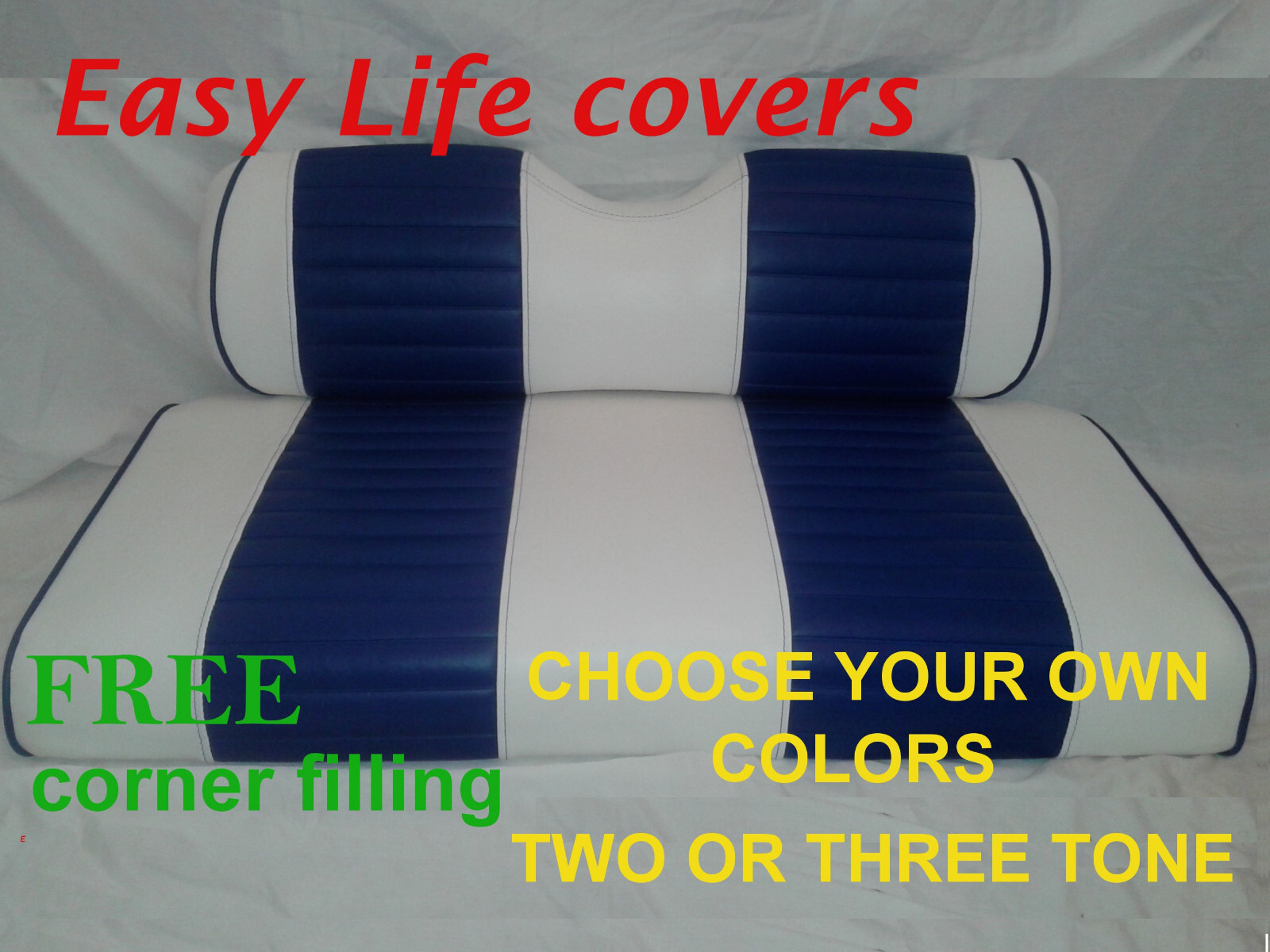 **PIPING with QUILT CLUB CAR DS+2000 Golf Cart Front&Rear Seat Covers Staple On