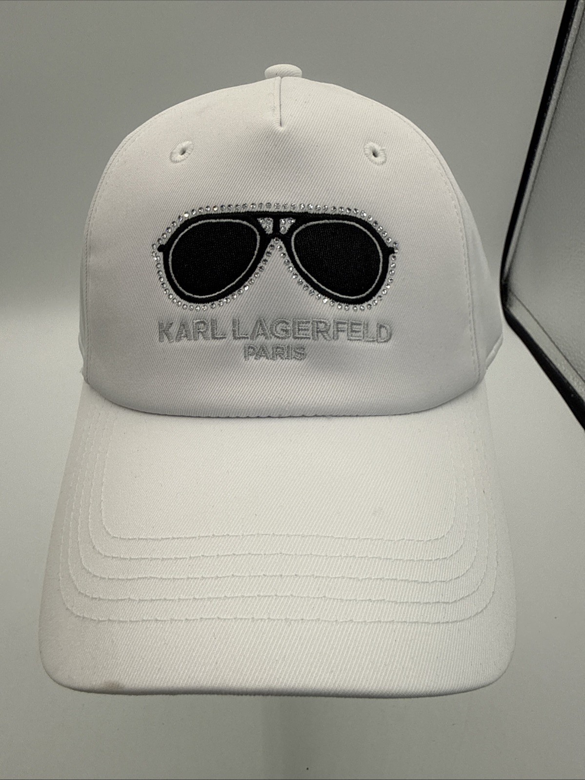 Karl Lagerfeld Paris White Sunglasses Hat Baseball Cap Mens Adjustable NWT