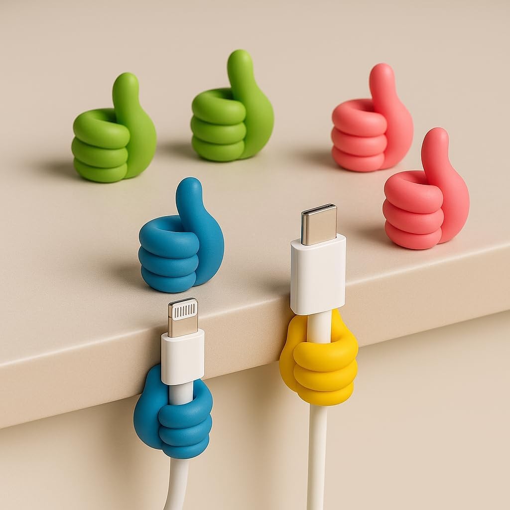 6pc Silicone Cable Clips with Strong Adhesive – Wall Hooks for Cords