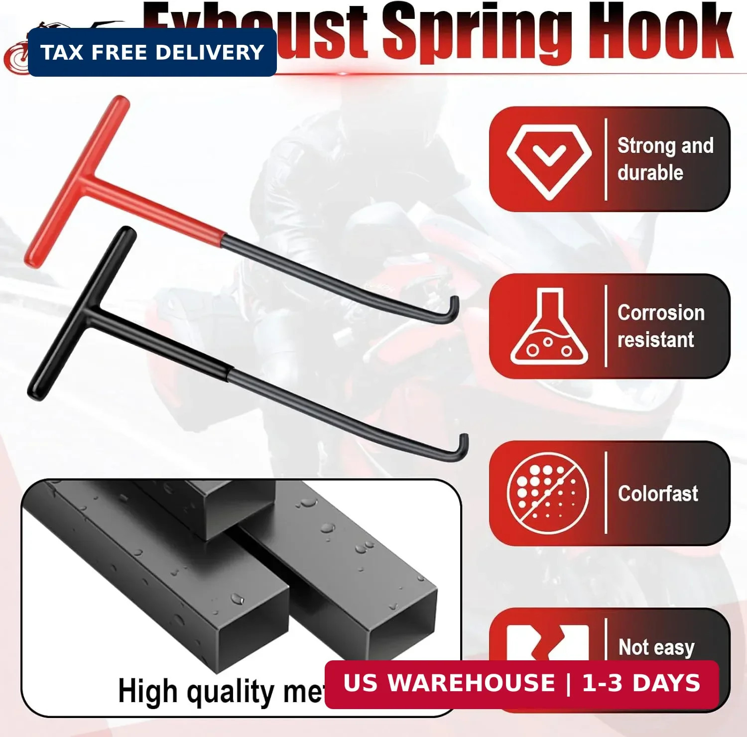 2PCS Exhaust Spring Puller Tool, Spring Hook, T Shaped Handle Exhaust Pipe
