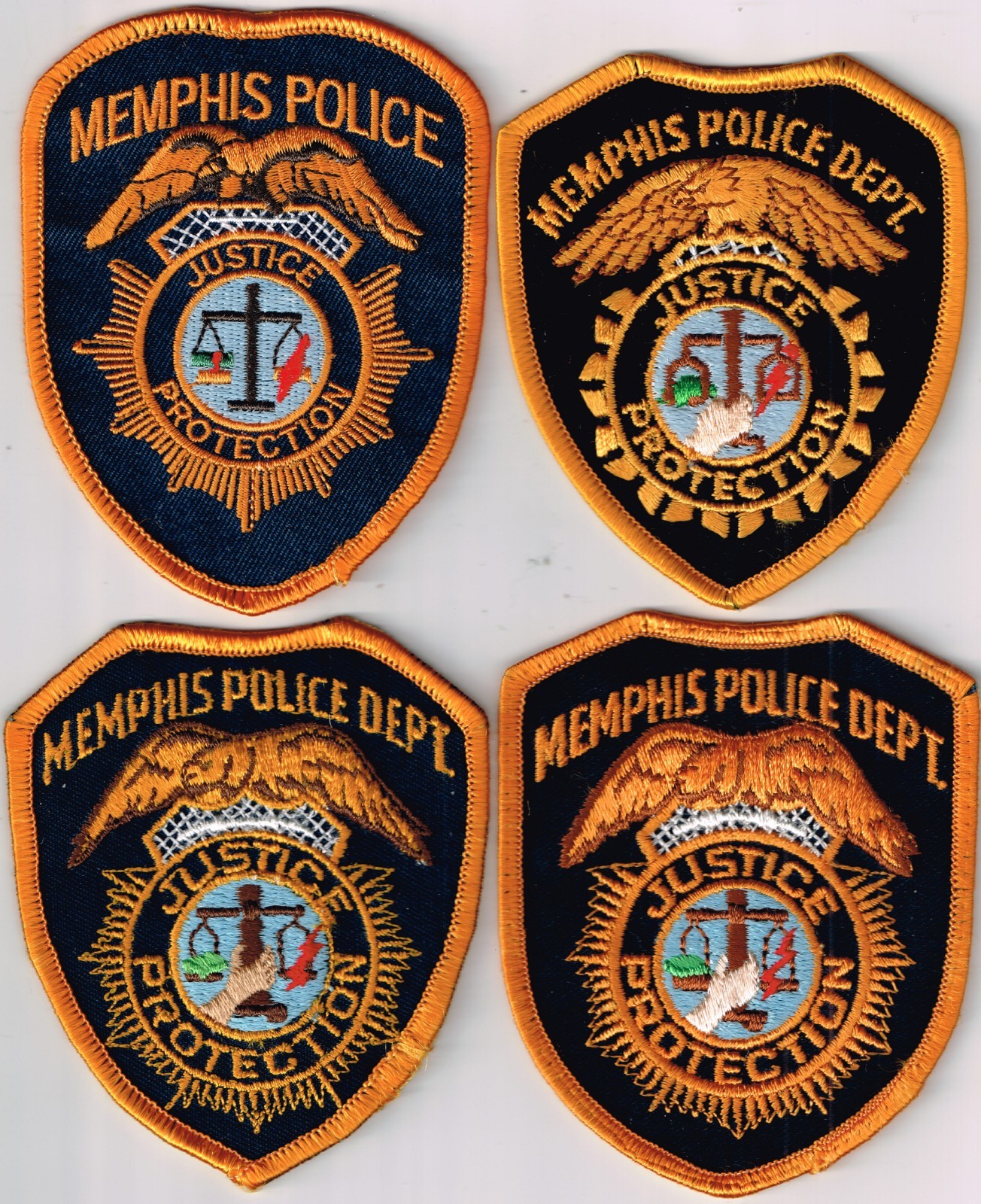 pick 1 old style Memphis PD, TN patch: no "Dept" or hand/bold rays/thin or wide