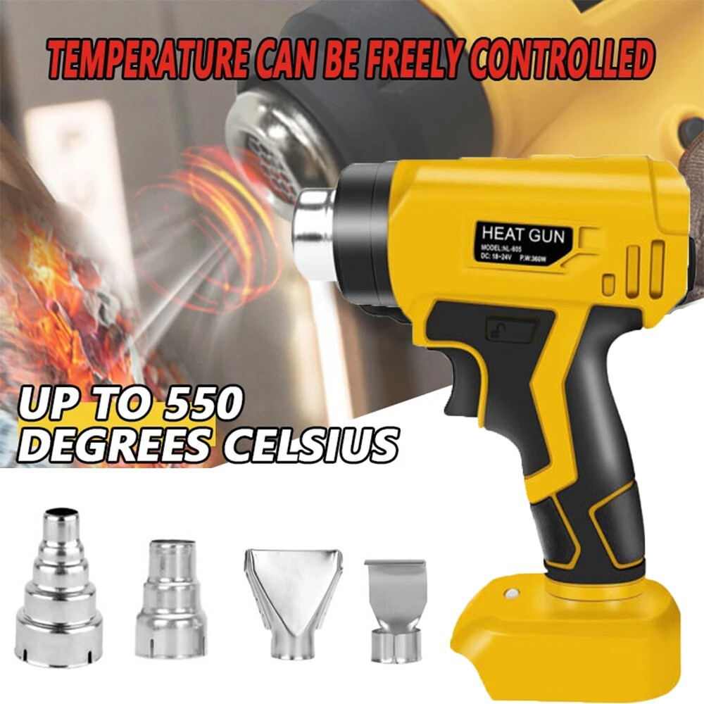 Cordless Heat Gun Hot Air Gun For Dewalt 20V Max Li-ion Battery w/4 Nozzles 360W