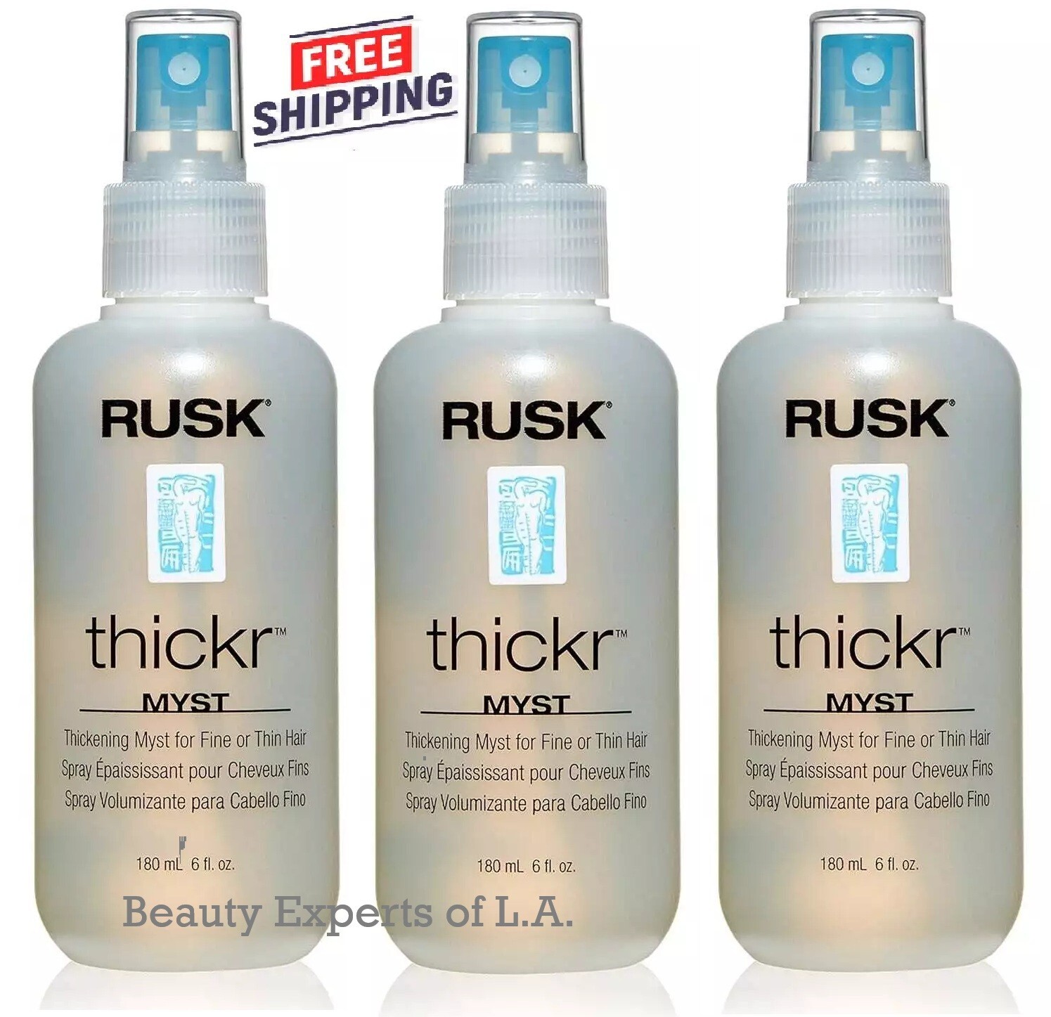 3 PACK Rusk Thickr Myst Thickening Hair Spray 6oz/180ml