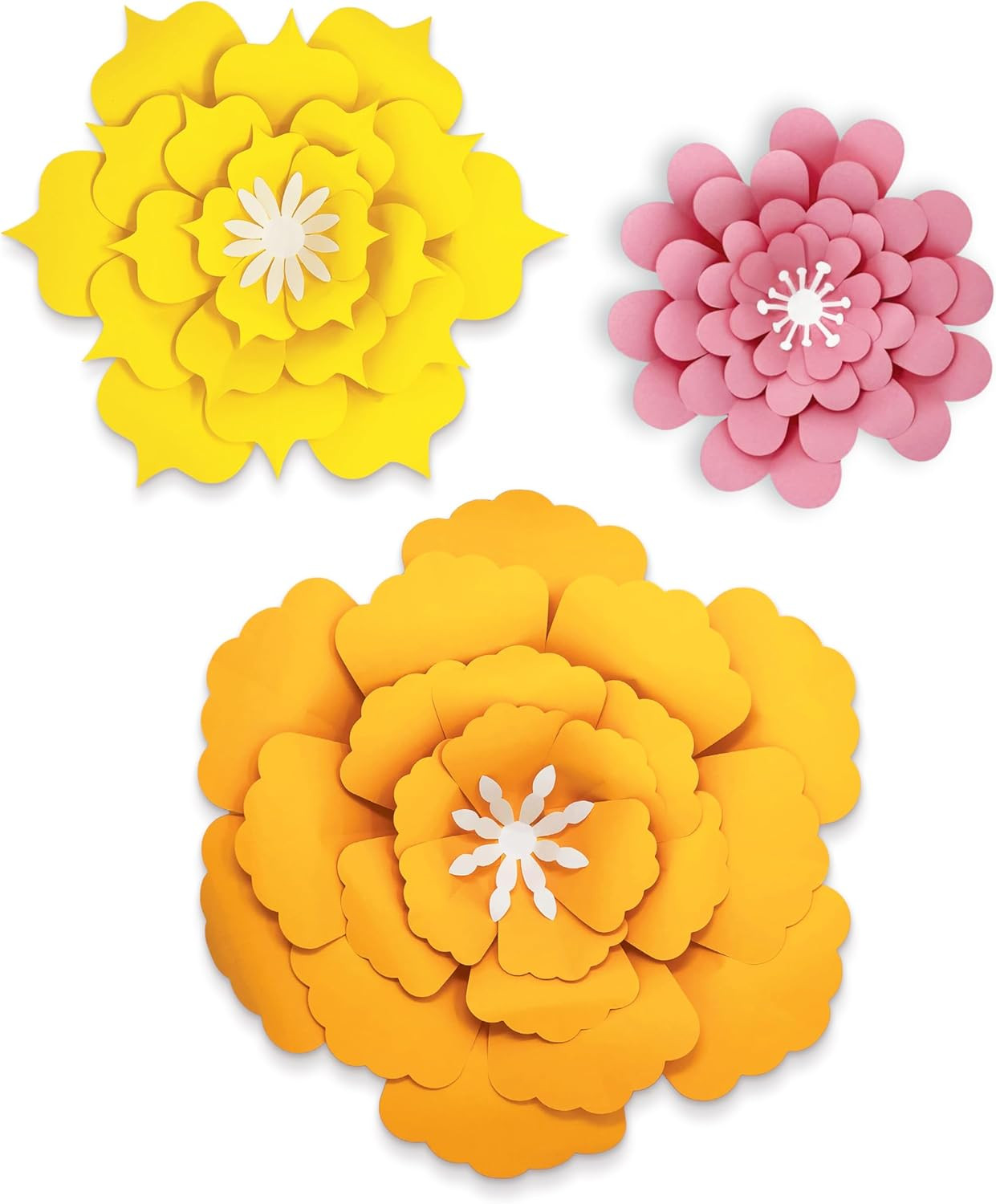 Creatively Inspired 3D Flower Bulletin Board Decorations, Orange, Yellow & Pink