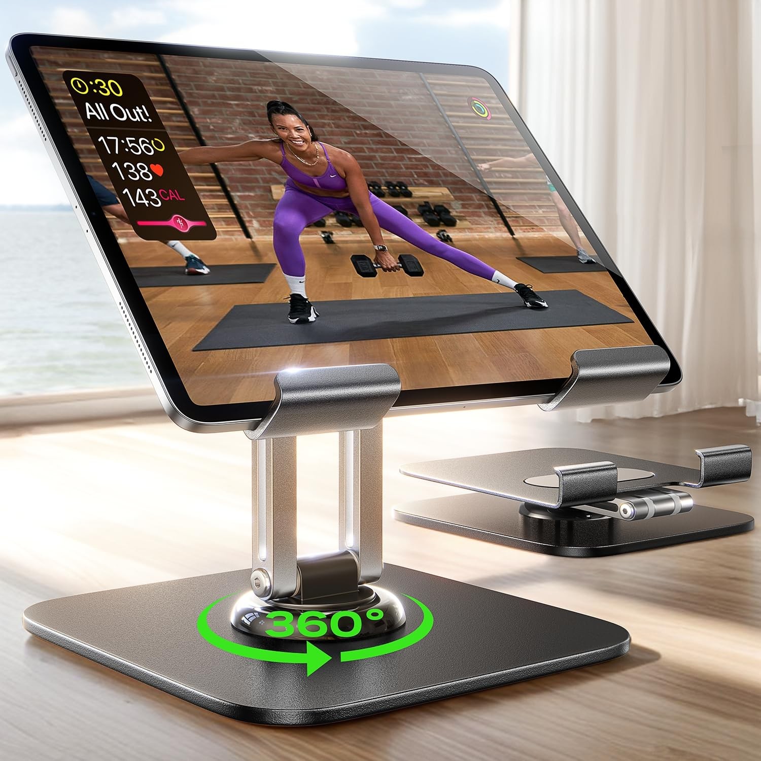 LISEN for iPad Stand Holder Adjustable Tablet Extra larger, Black