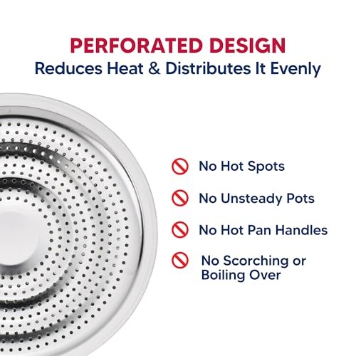 Heat Diffuser Reducer Flame Guard With Removable Handle, Stainless Single