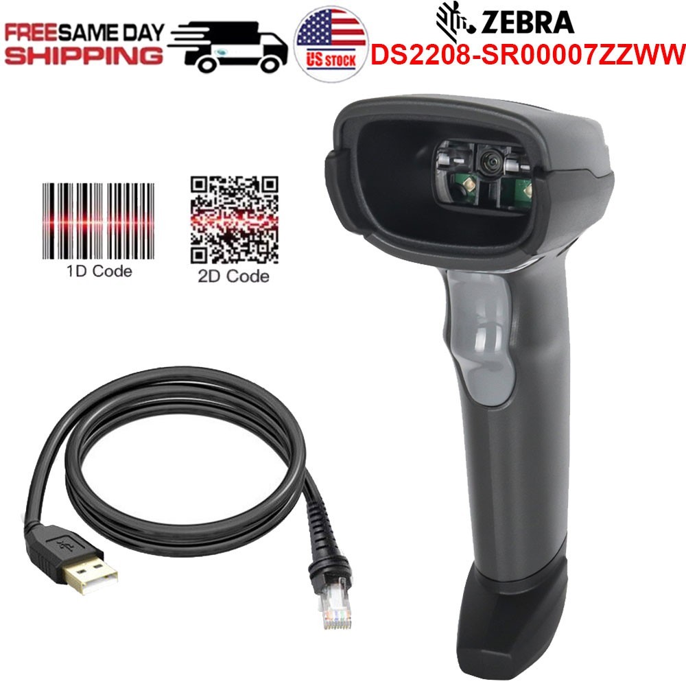 Zebra DS2208-SR00007ZZWW 1D/2D Handheld Barcode Scanner Imager With USB Cable US