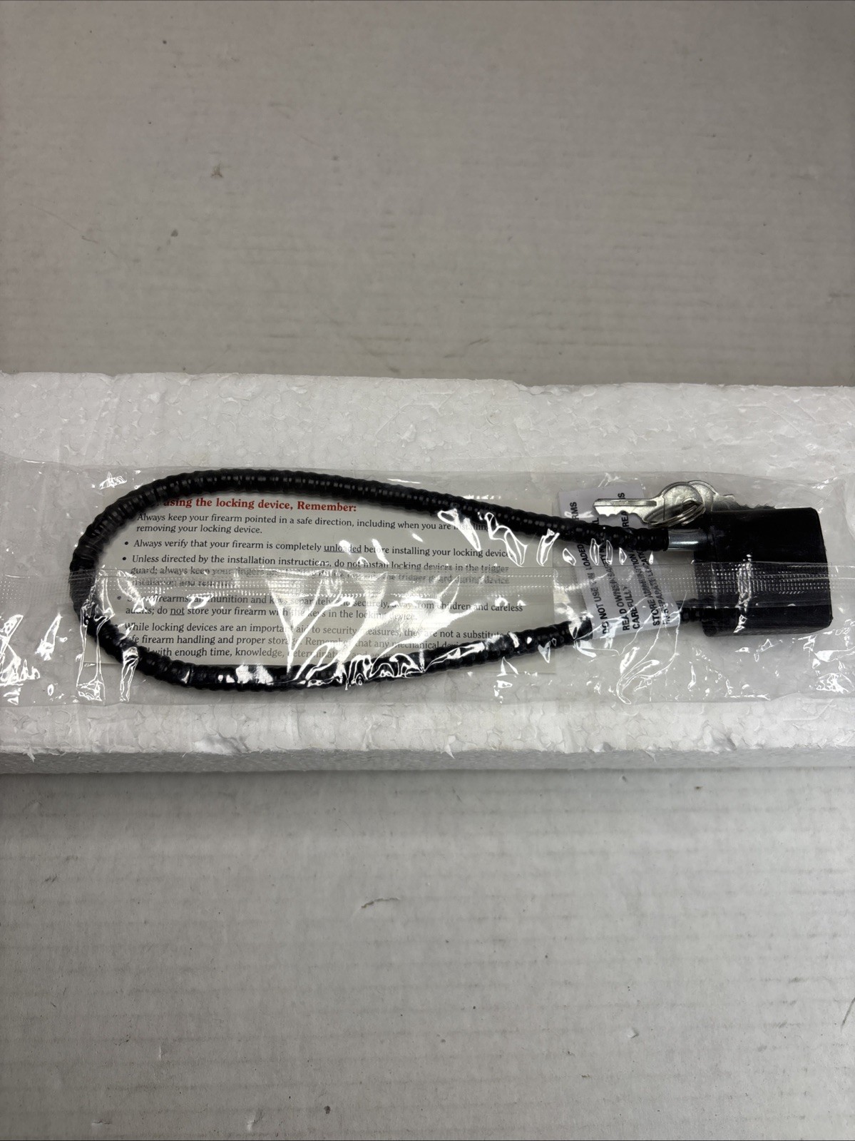 Ruger Cable Locking Safety Device w Keys & Instructions. Sealed.