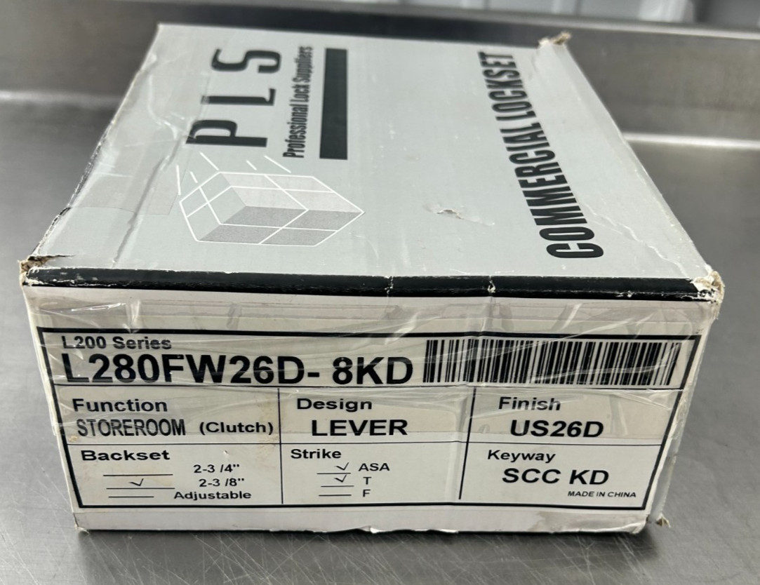 PLS L280FW 26D 8KD Storeroom Lever Lockset US26D Satin Chrome New
