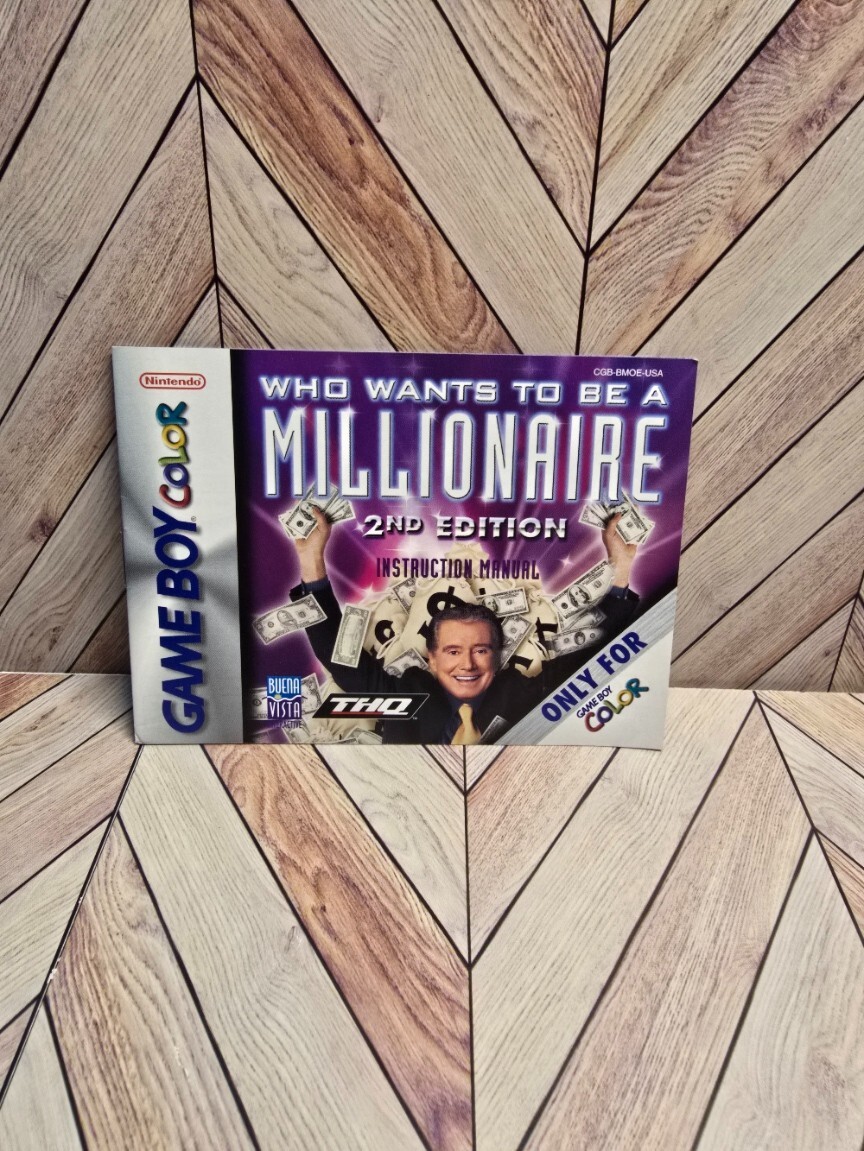 Who Wants To Be Million Nintendo Game Boy Color Manual Only ~Instruction Booklet