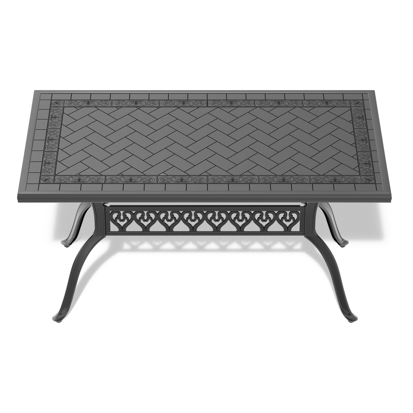 59"x35.43" Outdoor Patio Dining Table Cast Aluminum Garden Backyard Porch Black