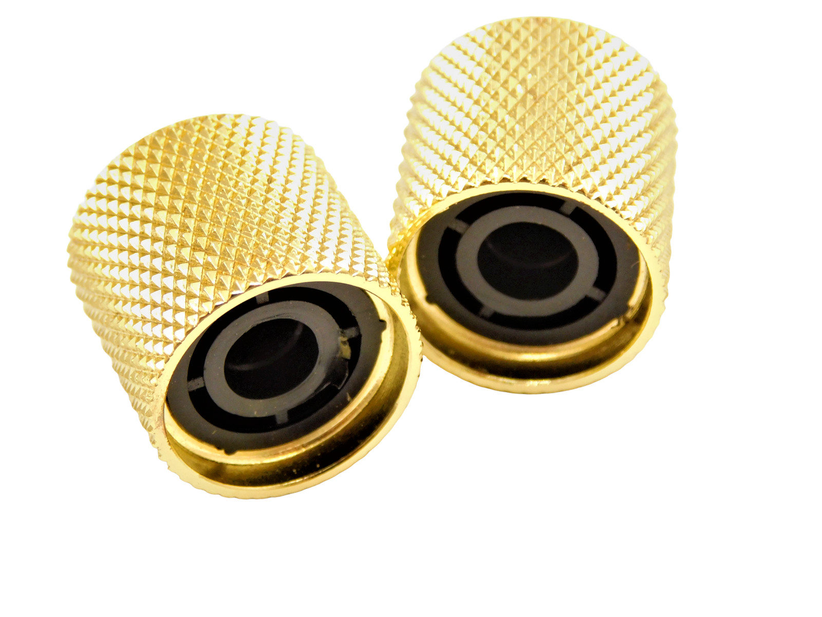 Gold Tele Dome Top Barrel Knobs (Fits Metric) Push On 2pc.