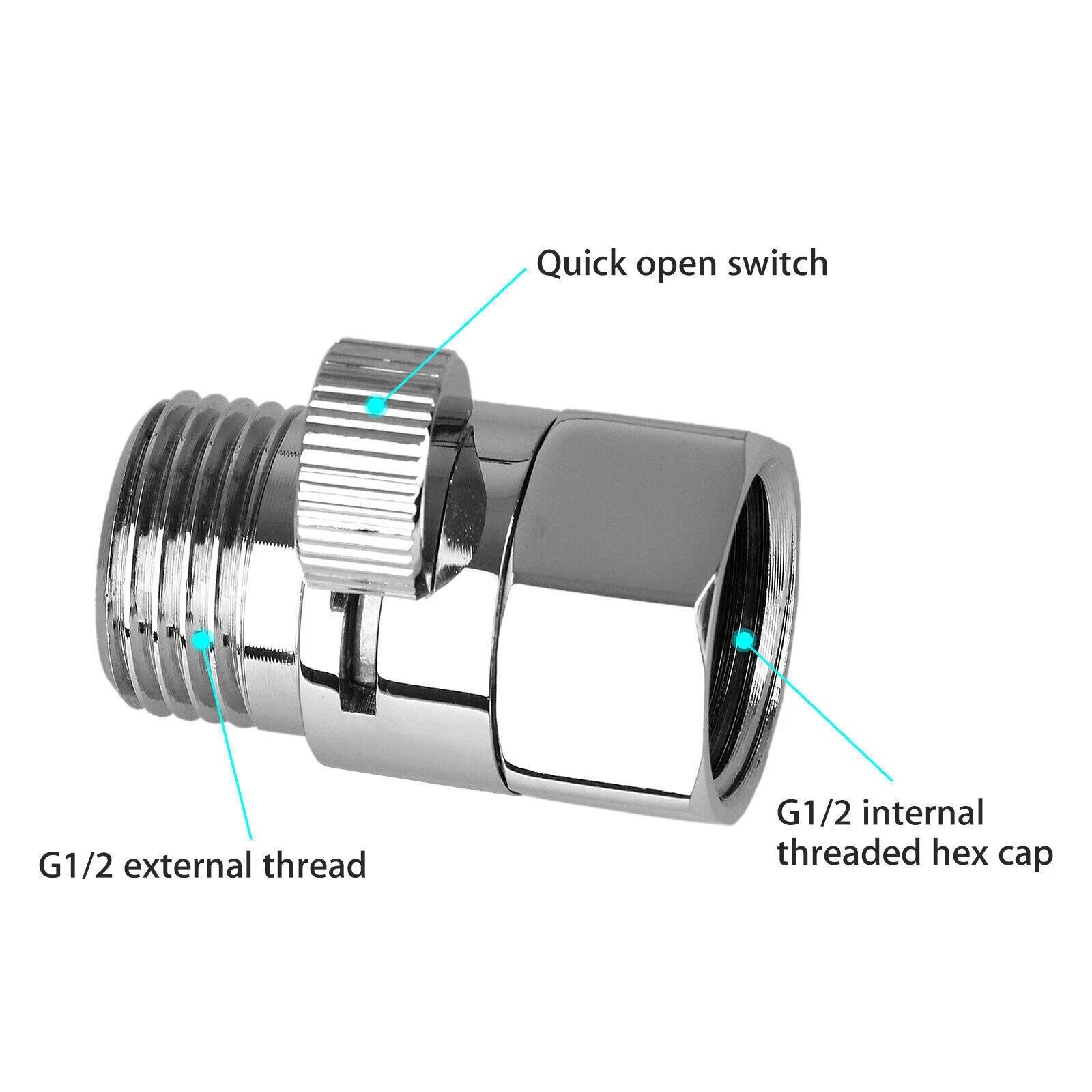 Silver Quick Control Adapter 1pcs Shower Shut-Off Valve Brass Water Saving